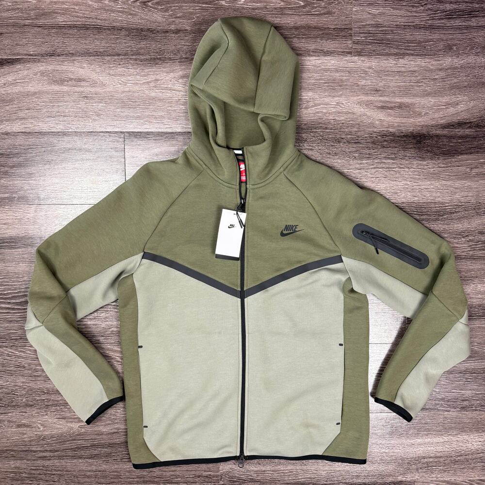Nike Tech Fleece Jacket Men's Medium Windrunner Full Zip Hoodie Olive HV0949-222